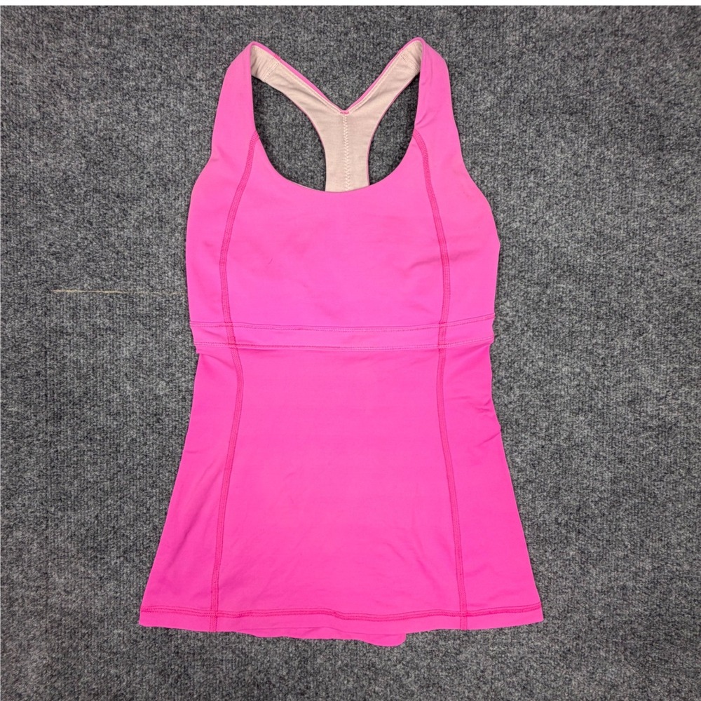 Lululemon Pink Racerback Built In Bra Athletic Tank Top
